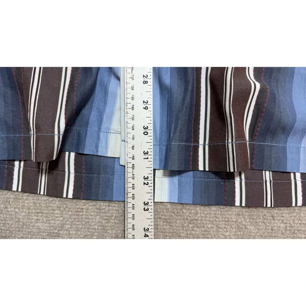 Tommy Bahama Shirt Mens‎ XL Blue Stripe Short Sleeve Silk Tencel Button Casual
